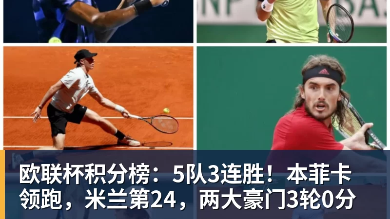 欧联杯积分榜：5队3连胜！本菲卡领跑，米兰第24，两大豪门3轮0分